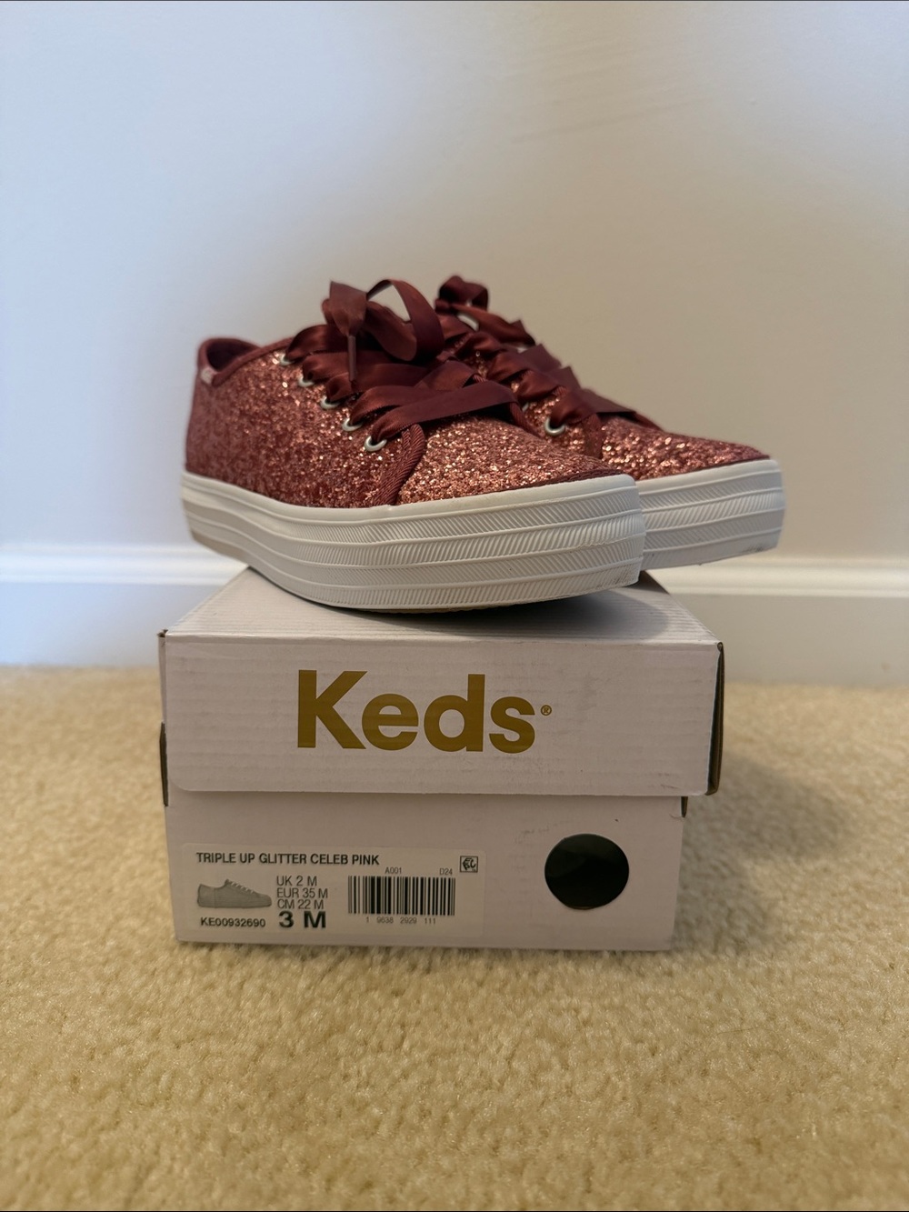 Keds Glitter Triple Up Sneakers - Rose Pink - worn 2x